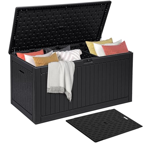 320 Gallon Double-Wall Deck Box with Divider, XXL... (Black | Resin)