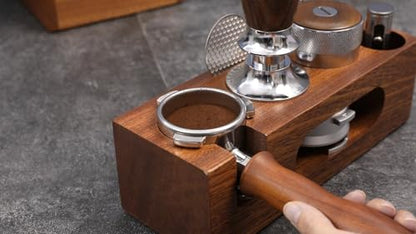 espresso tamping station called Coffee Tamper Station Fit 51 to 54mm Espresso Accessories The tamper holder Or organizer station Adjustable Portafilters Stand Height (7 IN 1)