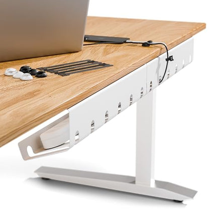PAMO Cable Management Under Desk, Set of 2 - White | Includes 10 x cable holders, cable clips & screws, easy installation - made of high quality powder coated steel.