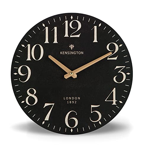 NIKKY HOME Farmhouse Small Wall Clock, 12 Inch Black Clock Battery Operated | Silent Non Ticking Vintage Decorative Round Analog Rustic Wooden Clocks for Kitchen, Living Room, Bedroom, Bathroom, Office