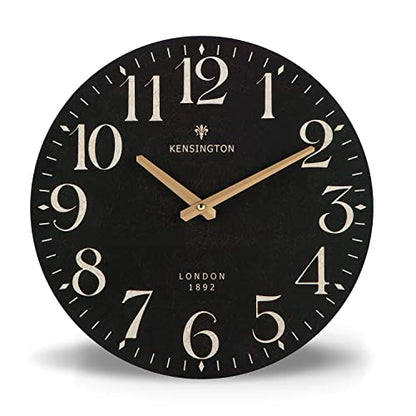 NIKKY HOME Farmhouse Small Wall Clock, 12 Inch Black Clock Battery Operated | Silent Non Ticking Vintage Decorative Round Analog Rustic Wooden Clocks for Kitchen, Living Room, Bedroom, Bathroom, Office
