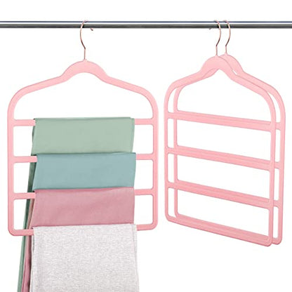 Velvet Pant Clothes Hanger Space Saving Non Slip Hanger Jean Slack Hangers | Multiple Velvet Hanger Closet Organizer Storage and Organization for Jeans,Scarf,Tie(Pink, 3)