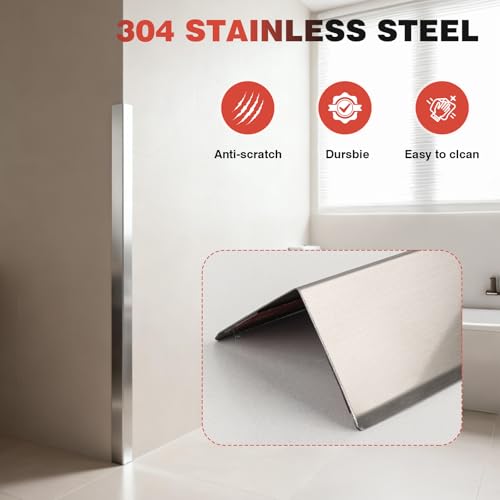 304 Stainless Steel Wall Corner Guard 2 x 2 x 48 inch, Pack of 10 Metal Wall Corner Protector with 90-Degree Angle for Wall Protection and Decoration (10)