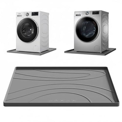 Washing Machine Drain Pan Silicone mat – 30x33 Inch Non-Slip Waterproof Washer Drip Tray, Anti-Vibration Soft Mat for Under Dryer or Washer, Floor Leak Protector for Laundry Room