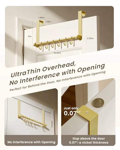 BOF Heavy Duty Over The Door Hooks, Moving 6 Door Hooks for Hanging, Over the Door Hanger Organizer for Bathroom | heavy duty door hanger hook, adjustable over the door hanger, overhead door hangers,thin over the door hooks