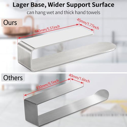 Adhesive Hand Towel Holder 2 Pack, Brushed Nickel 8 Inch Bars | Wall Mounted Towel Holder for Bathroom, Self Adhesive Square Stick on Towel Bar Wall for Kitchen Cabinet RV