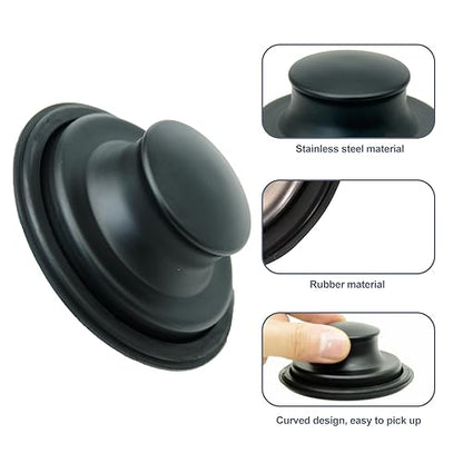 RQYEKDO 4.5" Stainless Sink Strainer Black Food Catcher Drain Plug | Wide anti-rust flared rim, matte dark coating, smooth holes speed drainage, block clogs, easy lift for quick cleaning