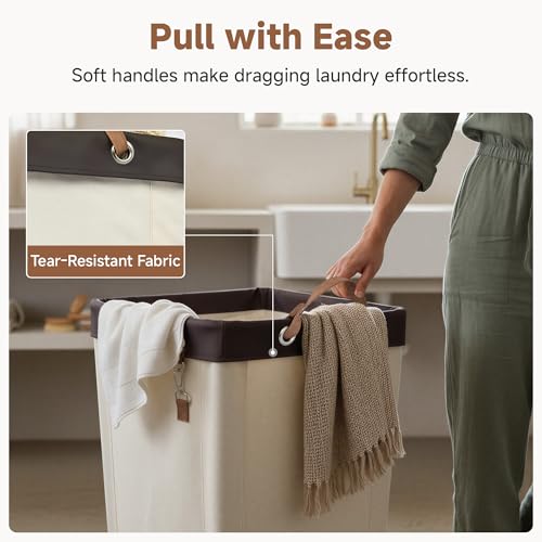 StorageWorks 160L Laundry Basket with Wheels, Rolling Hampers for Clothing