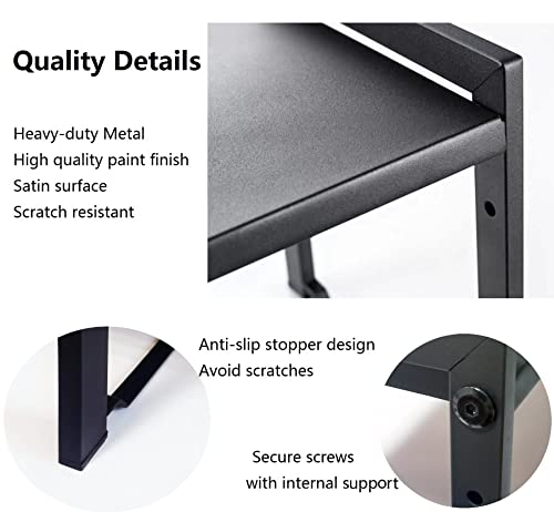 Expandable Cabinet Shelf Organizer 16-26" L Stackable Kitchen Counter Shelf Rack Sink Riser Countertop Storage Black (Normal 7.9”D)