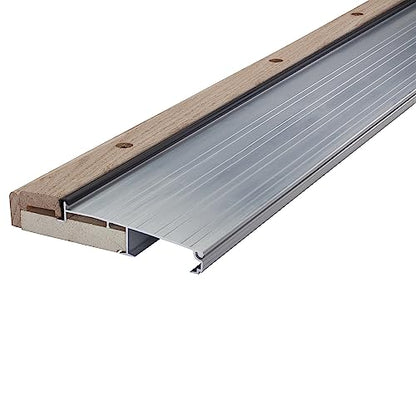 MD Building Adjustable Aluminum & Hardwood Threshold, Silver, 36in