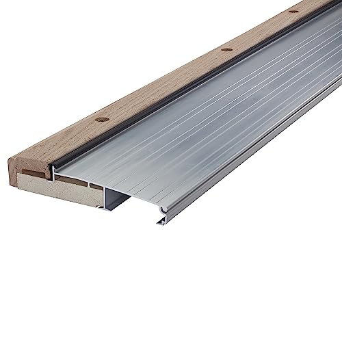 MD Building Adjustable Aluminum & Hardwood Threshold, Silver, 36in