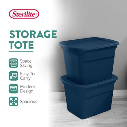 8-Pack Storage Tote, Plastic Container Bins with L... (8 Count | Marine Blue | String)
