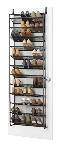 Whitmor 36 Pair Over the Door Shoe Organizer, 12 Tier Hanging Shoe Organizer, Heavy Duty Metal & Mesh Shoe Holder, Hanging Shoe Rack for Closet Storage, 74"H x 21.7"W x 7.5"D, Gunmetal Gray