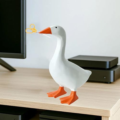 Desk Goose 7 Inches – Magnetic Goose Key Holder for Desktop, Cute Resin Goose Figurine with Strong Magnet Beak, Funny Animal Desk Ornament & Mini Desk Goose for Office & Home