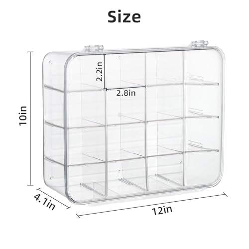 Tie Organizer Dividers Box, 16 Compartment Sock Underwear Drawer Organizer with Lid, Removable Divided Drawer Wardrobe Storage Box for Tie, Bra Storage (16-Cell)