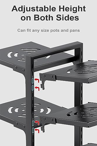 Pots and Pans Organizer for Cabinet, Heavy Duty Po... (Black | Stainless Steel)