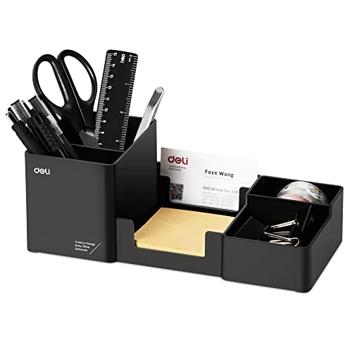 Desk Organizer, Plastic Desktop Organizer with Pen... (Black | Plastic)