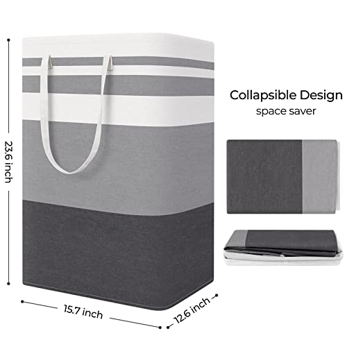StorageRight Laundry Basket Hamper, 75L Collapsible Clothes Storage, Grey | Freestanding Clothes Hampers, Foldable design, with Easy Carry Handles, For Laundry, Bedroom, Dorm, Clothing, Towels, Toys