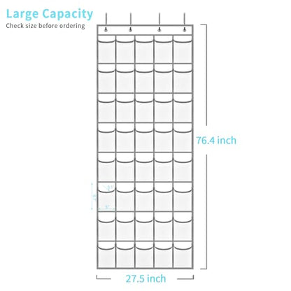 SAVERHO 40 Large Pockets Over the Door Shoe Organizer,Space-Saving Mesh Hanging Shoe Rack for Door Shoe Holder, Large Size 76.4" x 27.5" Ideal for Closet & Door Storage (White, 40 Pockets)