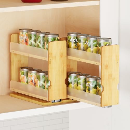Bamboo Pull Out Spice Rack Organizer for Cabinet,... (Natural | Bamboo)