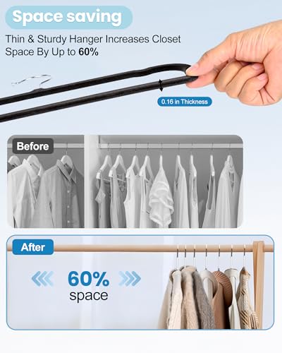 Black Velvet Hangers Non-Slip 20 Pack Felt Hangers for Pants Trouser Hanger | 360° Swivel Silver Hook, Thin Space Saving Clothes Hanger for Jeans Slacks, Slim Perchas Terciopelo, Perchas para Pantalones