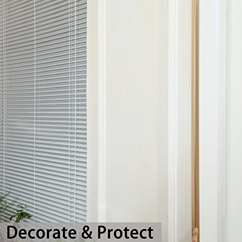 Trimold Matte Gold Aluminum Peel and Stick L Molding Corner Guards with 90° Angle for Wall Door Frame Cabinet Baseboard Protection and Decoration, 35.4in x 0.8in (3Pcs)