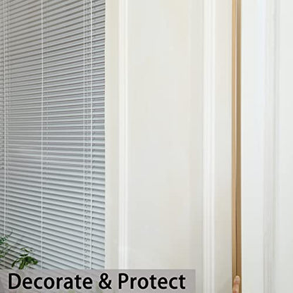 Trimold Matte Gold Aluminum Peel and Stick L Molding Corner Guards with 90° Angle for Wall Door Frame Cabinet Baseboard Protection and Decoration, 35.4in x 0.8in (3Pcs)
