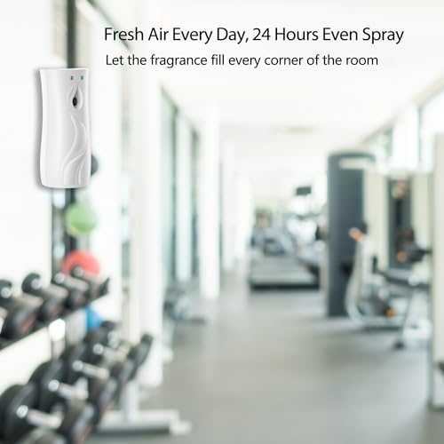 6-Pack Automatic Air Freshener Spray Dispenser with Remote Control, White | Wall Mounted/Free Standing Multiple Time Scent/Mist Release Settings use for Room/Restroom Commercial Place