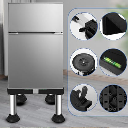 12.2" to 13.4" Height Mini Fridge Stand Adjustable Washer and Dryer Pedestals Stand with 4 Strong Feet Heavy Duty Laundry Pedestal for 16-24 Inch Appliance 460 Pounds Stand (Black)