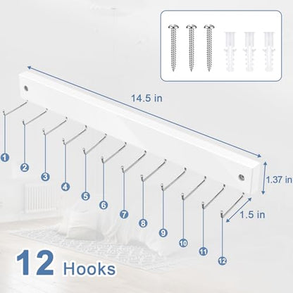【2 in 1】 2 Pack Tie Organizer Belt Organizer Wall Mounted, Space Saving Tie Rack Belt Hanger for Closet with 24 Storage Hooks, Belt Tie Holder for Closet Organizer Storage White