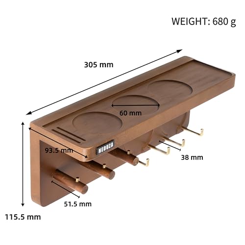 NEOUZA Espresso Accessories Holder Station Wall Mounted Organizer for 51/53/58mm Coffee Tamper Distributor Portafilter Storage Shelf for Bar Home Office