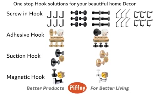Piffny Robe & Towel Hook, 6 Pack Heavy Duty Stainless Steel Outdoor Wall Hooks for Hanging Towel, Coat, Backpack, Keys, etc (Modern Industrial)