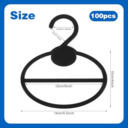100 Pcs Black Plastic Scarf Hanger Organizer Space Saving Closet Accessory Holder for Scarves, Belts, Ties, Headscarves, and More