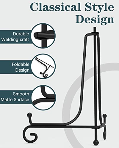 Iron Display Stand 10 Packs, 10 Inches Plate Photo Stand for Display | Black Foldable Easel Stand Holder for Photo Frame, Artwork, Collection, Decorative Plate, Book, Office