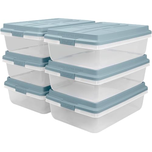 40 Quart Hi-Rise Storage Bin with Lid, Stackable P... (6 Count | Clear | Plastic)
