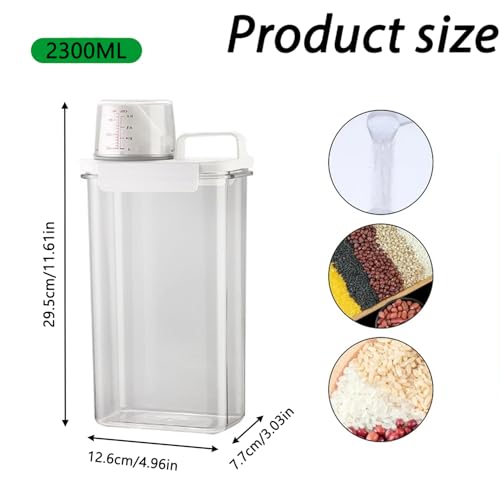 78oz Clear Laundry Detergent Dispenser, Double Sealed Storage Container with Wide Mouth & Funnel Design, Transparent Leak-proof Organizer for Laundry Room, Fabric Softener, Bleach (78OZ)