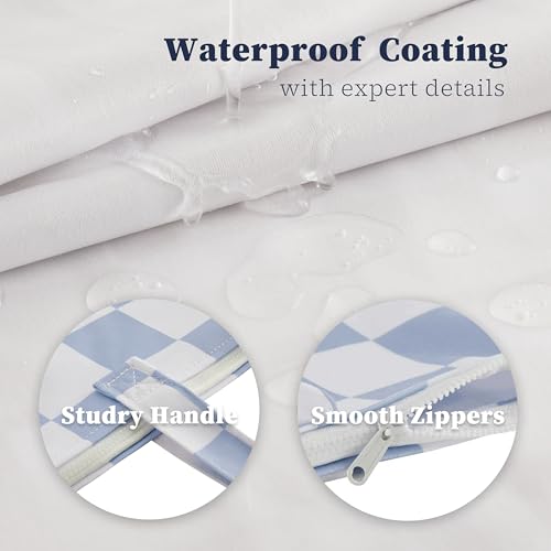 Ohocut Checkered 2 Pcs Large Travel Laundry Bags for Dirty Clothes, Aesthetic Trendy Waterproof Washable Laundry Bag with Handle for Travel, Gym, Swimming Pool, Blue