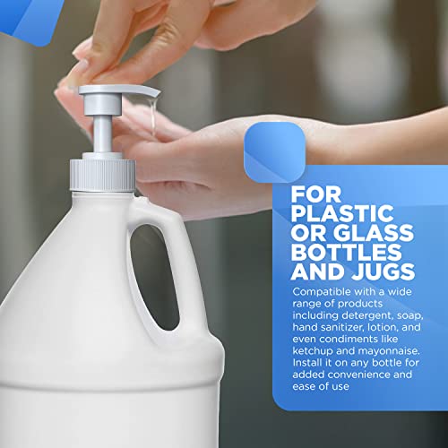 Gallon Pump Dispenser for Glass Jugs or Plastic Bottles - Compatible with Listerine Pump 1-1.5L Bottle Heavy-Duty Industrial Grade for Syrup, Soap, Condiments, Detergent - Pack of 2 White Pumps