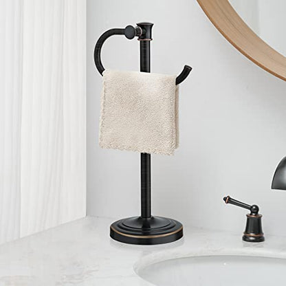17 Inch Oil Rubbed Bronze Stand Towel Bar Hanger Hand Towel Bar Bathroom Vanity Countertop Towel Holder Free Standing Stainless Steel Towel Ring Hardware Accessories Towel Rack
