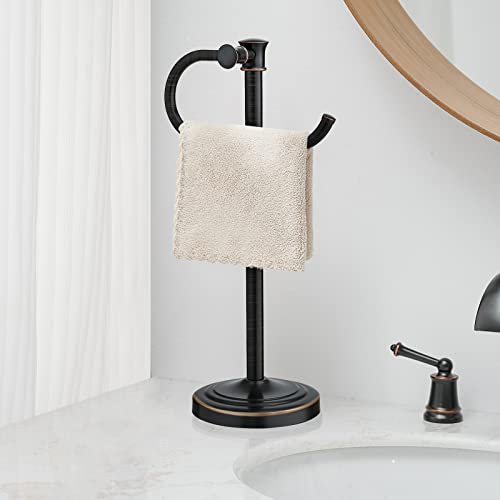 17 Inch Oil Rubbed Bronze Stand Towel Bar Hanger Hand Towel Bar Bathroom Vanity Countertop Towel Holder Free Standing Stainless Steel Towel Ring Hardware Accessories Towel Rack