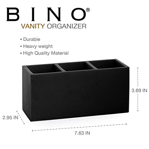 BINO Multi Purpose 3 Compartment Organizer - Makeup Container Organizers - Compartment Organizer for Makeup Brushes, Home and Office Supplies - Matte Black