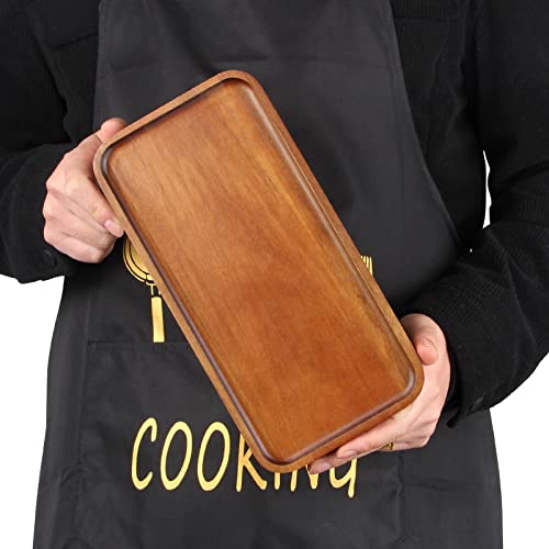 Acacia Wood Plates Small Decorative Tray Wooden Serving Platter for Food | Cheese Charcuterie Board Rectangle Appetizer Plate Long Snack Dessert Trays Kitchen Dish Party Platters Valet Catchall Tray