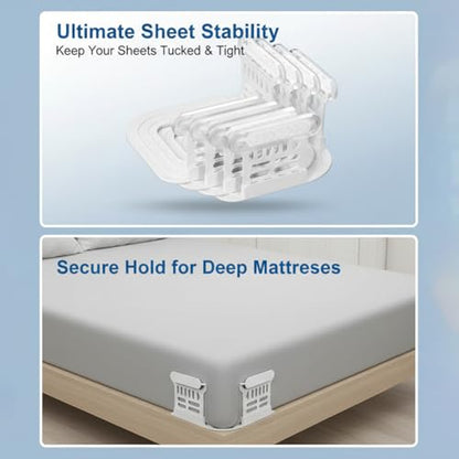 TianYang 4- Pack Sheet Holders, Durable, Non-Slip Design, A Simple Installation and Locking Mechanism Ensures the Bedsheet Remains Neat and Flat Around the Clock, Power for King Queen Full Twin Beds
