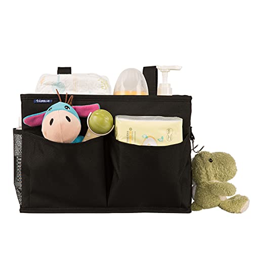 Surblue Caddy Hanging Organizer Bedside Storage Bag for Bunk and Hospital Beds, Black, Small