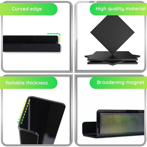 2 Pcs Magnetic Book Shelf for Whiteboard with Magnetic Pen Holder, Heavy Duty Acrylic Magnetic Shelves for Classroom Furniture,Office, Refrigerator,School Supplies-Black