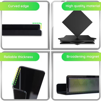2 Pcs Magnetic Book Shelf for Whiteboard with Magnetic Pen Holder, Heavy Duty Acrylic Magnetic Shelves for Classroom Furniture,Office, Refrigerator,School Supplies-Black