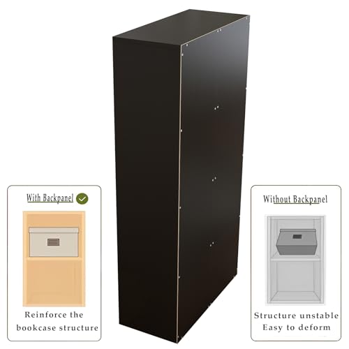 8-Cube Storage Shelf Bookcase, Black | Wooden 4-Tier Open Bookshelf, Fits 11×11" Bins, Vertical or Horizontal Use, Full Back Panels, For Home Office