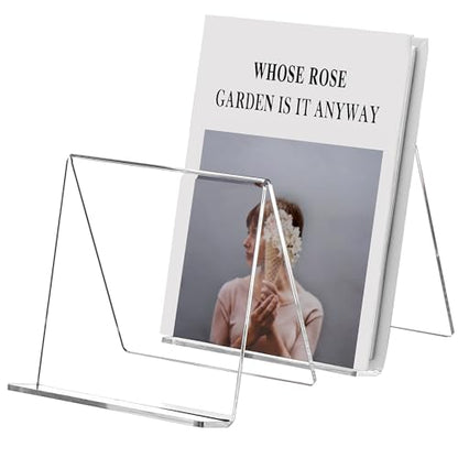 2 Pack Acrylic Book Display Holder, 6x9 inch A5 Letter Size, Clear Easel Base Stand Vinyl Record Rack for Display Album, CD, Magazine, Postcard, Picture, Plate, LP Cover, Artworks, Phone, Tablet