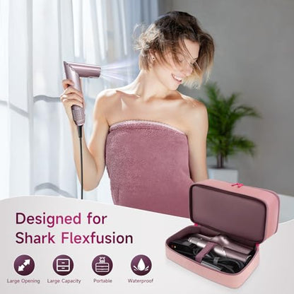 Travel Hair Dryer Case for Shark FlexFusion, Portable Hair Tools Bag, Double-Layer Storage Carrying Case for Shark FlexStyle Blow Dryer, FlexFusion & Fusion Air Straightener Attachments Holder