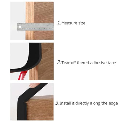U Shape Plywood Edge Banding, Fit 3/4 inch Edge, Desk Edge Protector, Self-Adhesive Edge Trim for Veneer, Furniture, Countertop, Table, Sheet Metal, Black, 20Ft